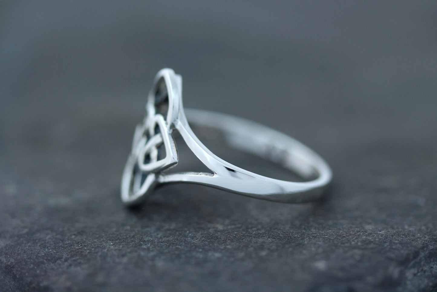 Celtic Knot Ring - Two Hearts in Diamond Loop