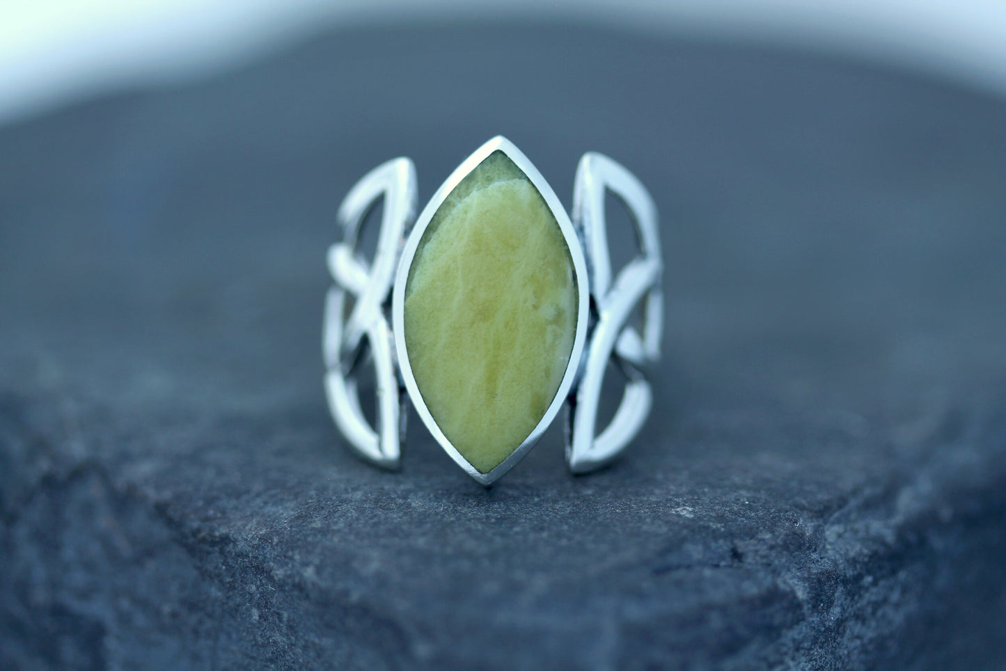 Scottish Marble Ring - Marquise Triquetra (Large)