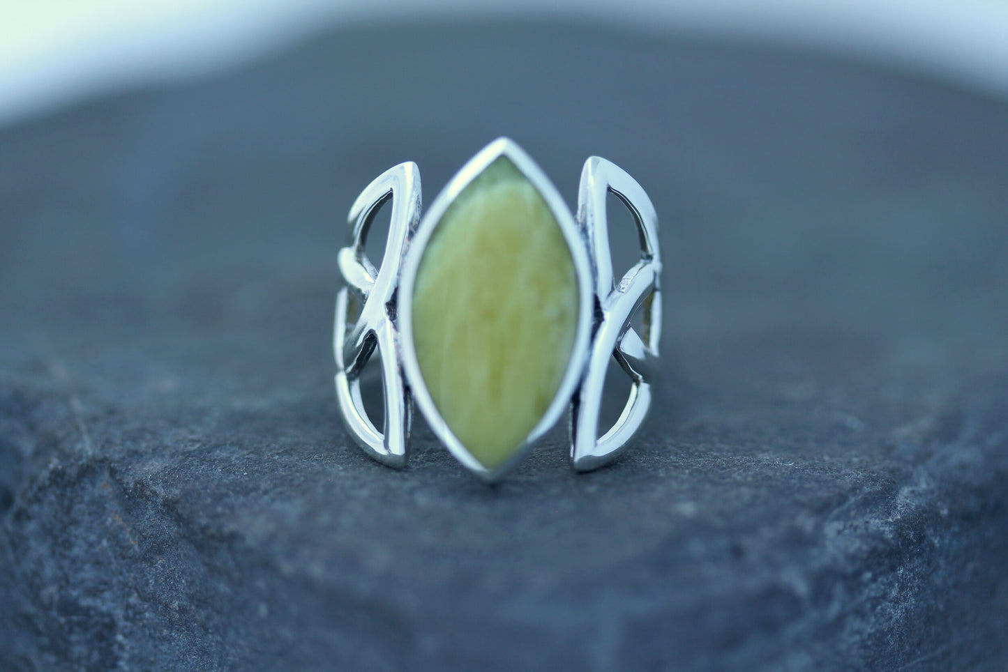 Scottish Marble Ring - Marquise Triquetra (Large)
