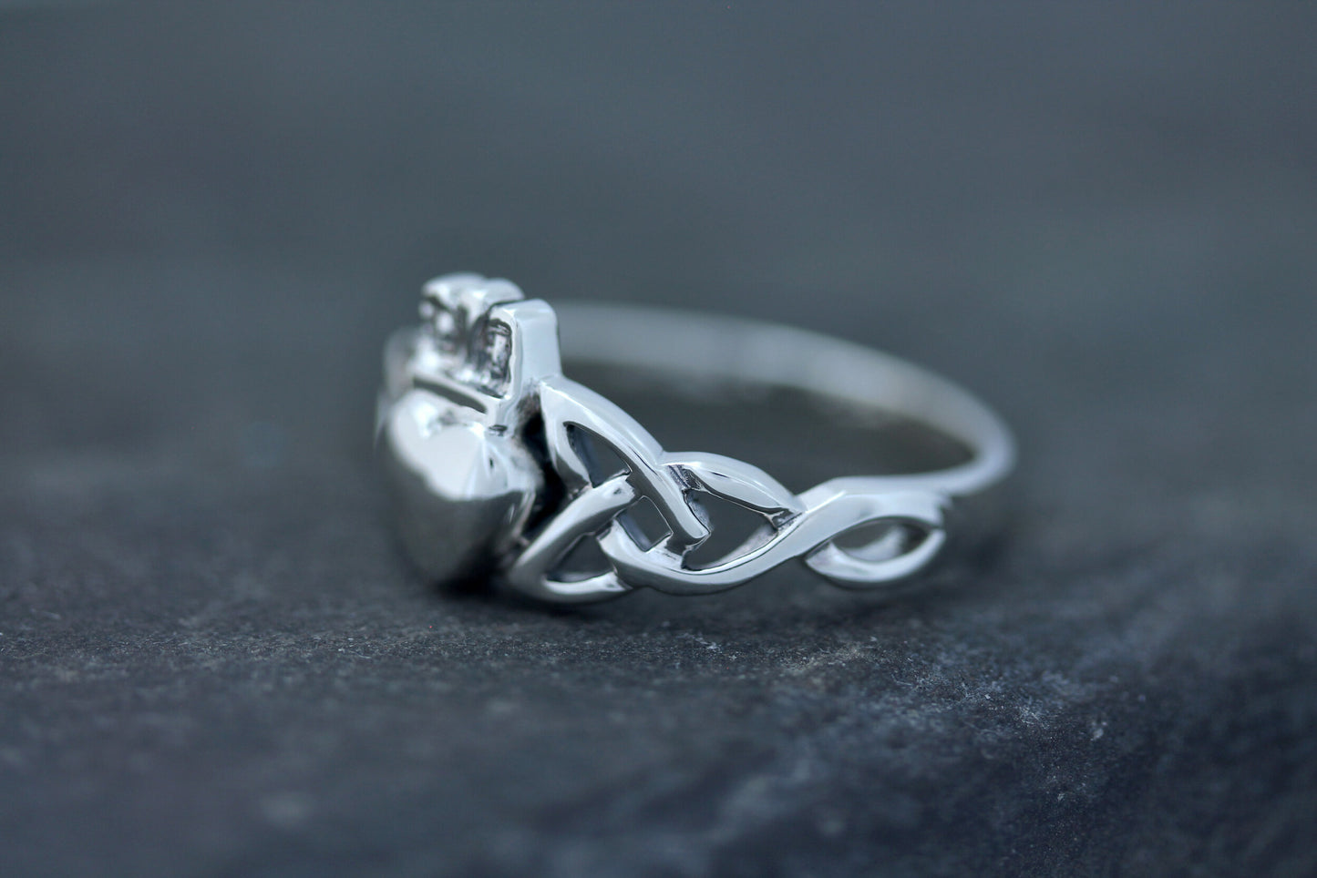 Claddagh Ring - Looped Trinity Arms with Solid Crown