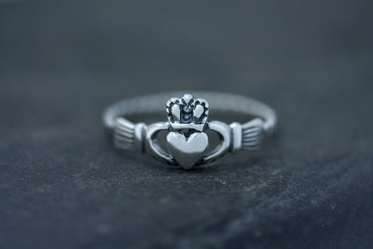 Claddagh Ring - Royal Crown with Plaited Band