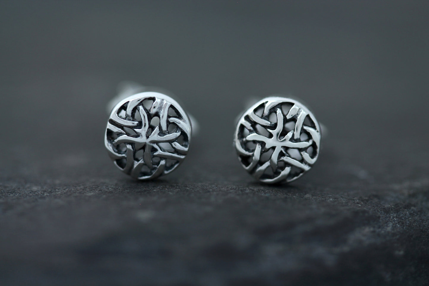 Celtic Knot  Earrings - Round Shield Studs