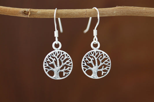 Tree of Life Earrings - Oak in Circle (Small)