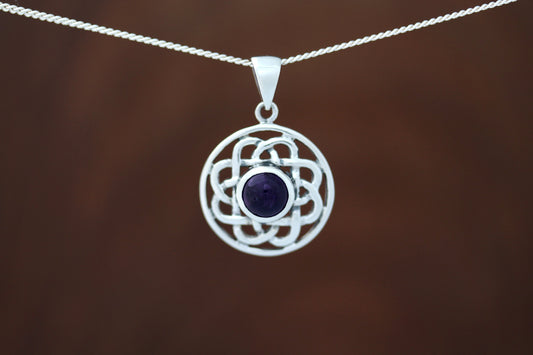 Celtic Stone Pendant - Flower Knot with Amethyst