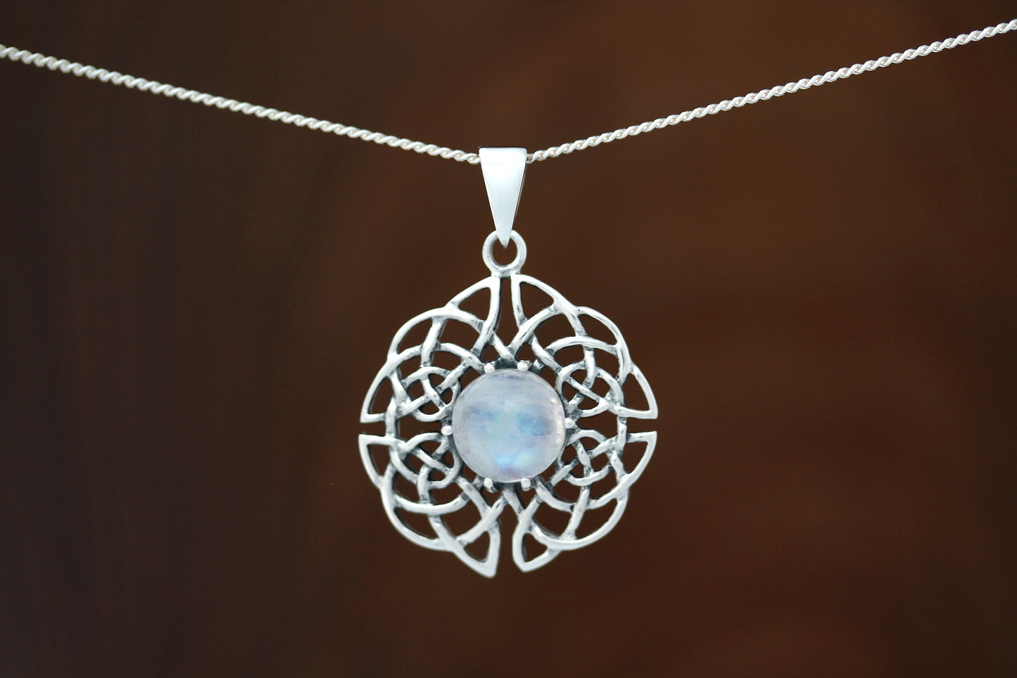Celtic Stone Pendant - Dara Knot with Moonstone