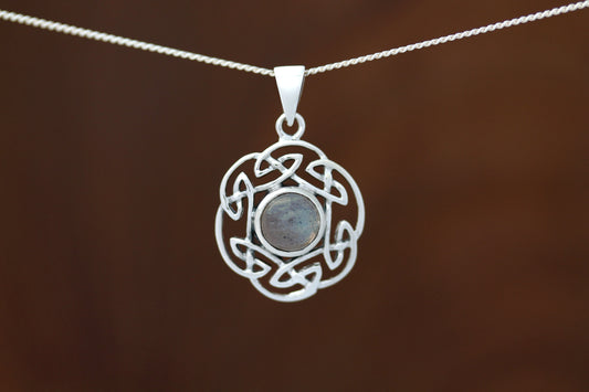 Celtic Stone Pendant - Pictish Knot Border with Labradorite