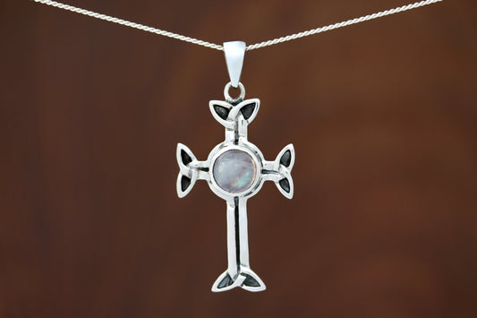 Celtic Cross Pendant - Trinity Arms with Moonstone