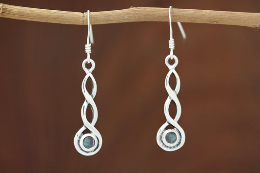 Celtic Knot Earrings - Simple Loop with Labradorite