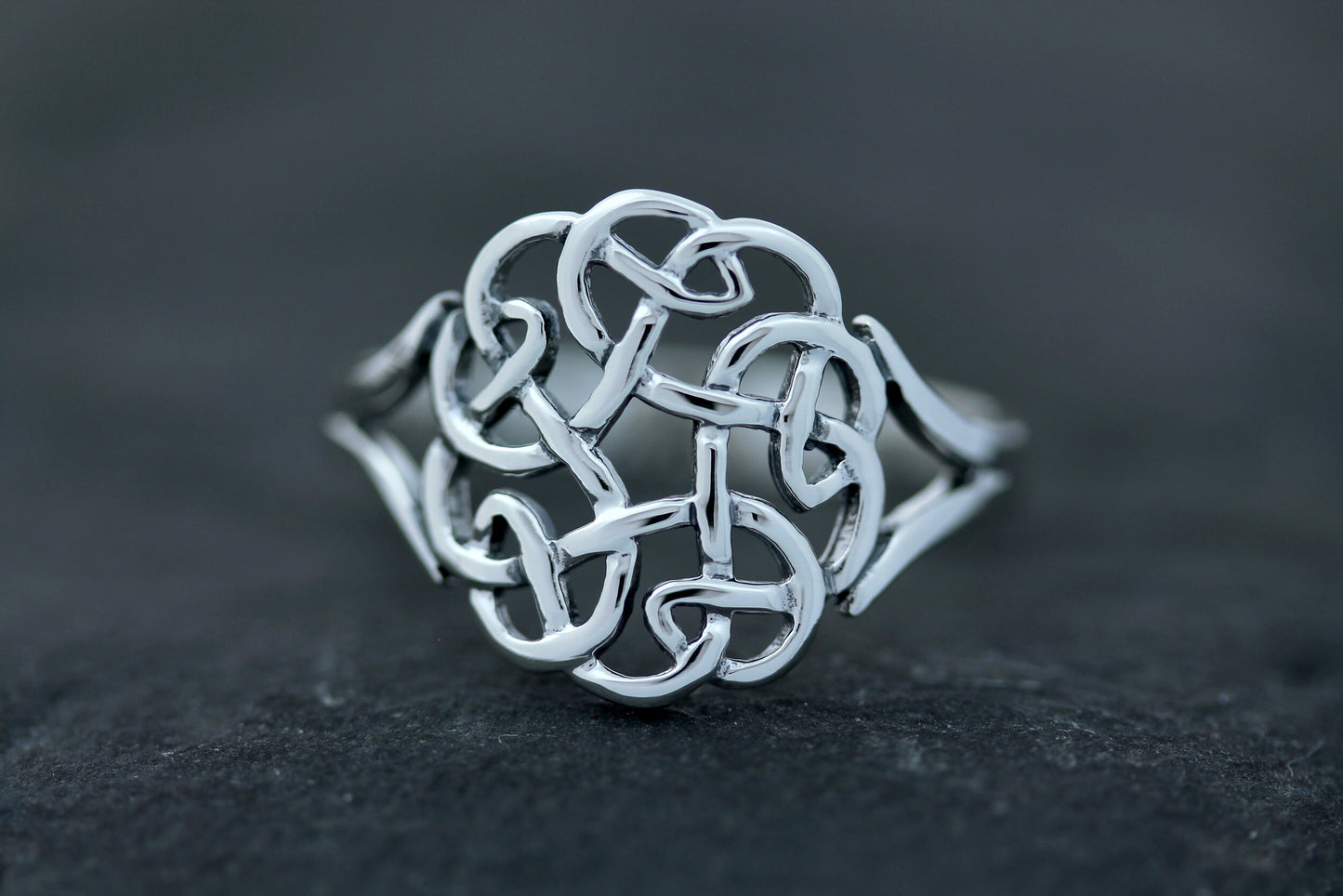 Celtic Knot Ring - Wheel of Life  with a Window (Medium)