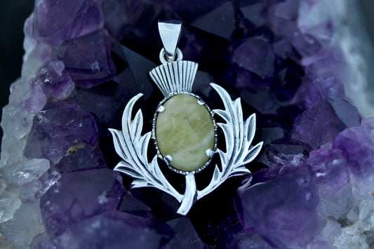 Scottish Thistle Pendant - Statement Thistle with Scottish Marble