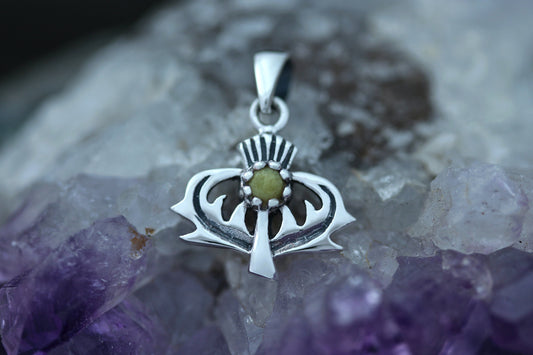 Scottish Thistle Pendant - Thorny Leaves with Scottish Marble