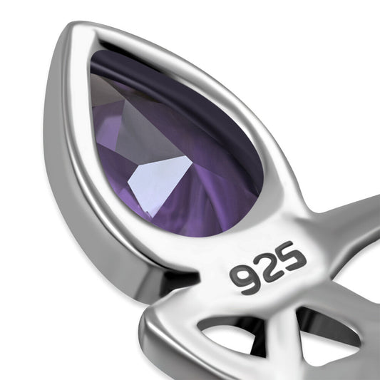 Celtic Stone Pendant-Triquetra Teardrop with Violet Zircon