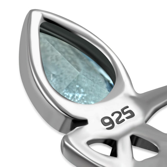 Celtic Stone Pendant-Triquetra Teardrop with Blue Zircon