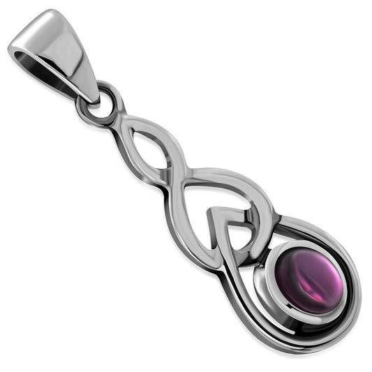 Celtic Stone Pendant- Interlocked Arms with Red Garnet
