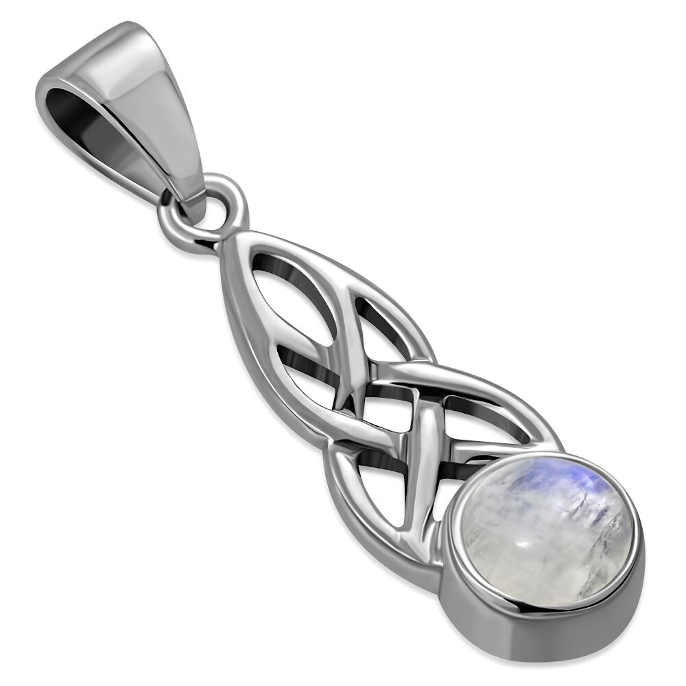 Celtic Stone Pendant- Tapered Knot with Moonstone