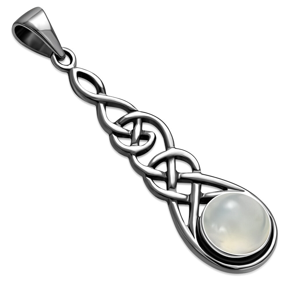 Celtic Stone Pendant- Thin Weave with Moonstone