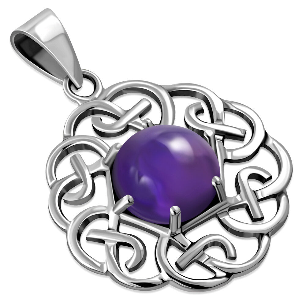 Celtic Stone Pendant - Six Knot with Amethyst