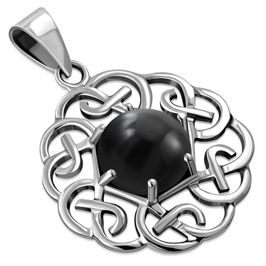 Celtic Stone Pendant - Six Knot with Black Onyx