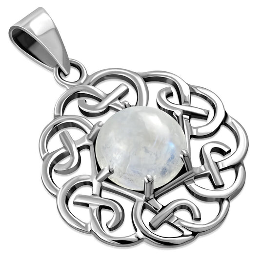 Celtic Stone Pendant - Six Knot with Moonstone