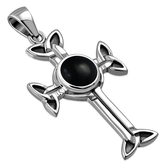 Celtic Cross Pendant - Trinity Arms with Black Onyx