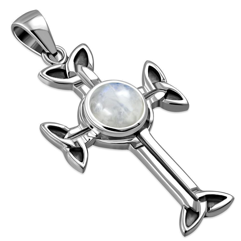 Celtic Cross Pendant - Trinity Arms with Moonstone