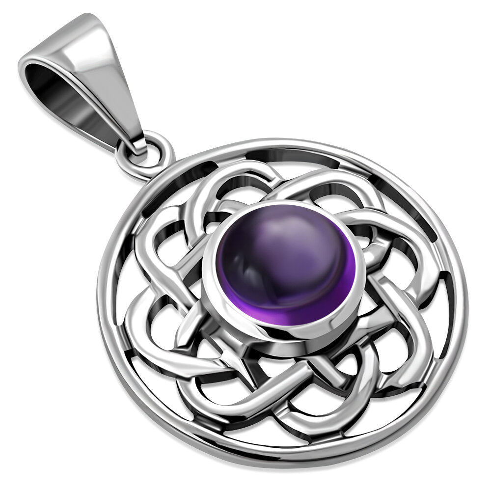 Celtic Stone Pendant - Flower Knot with Amethyst