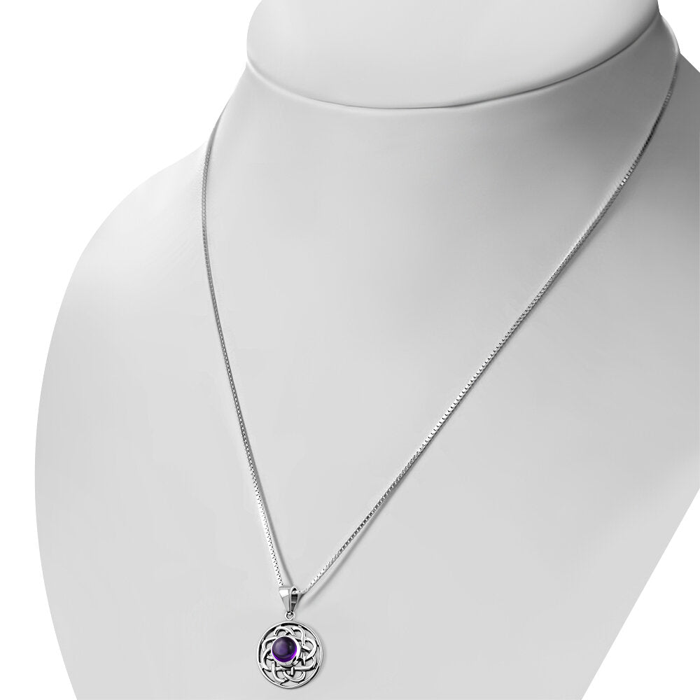 Celtic Stone Pendant - Flower Knot with Amethyst