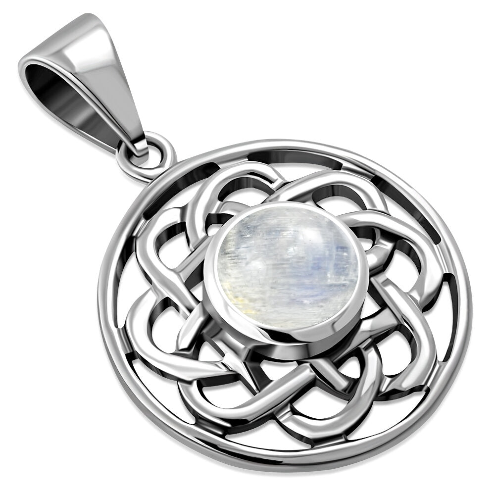 Celtic Stone Pendant - Flower Knot with Moonstone