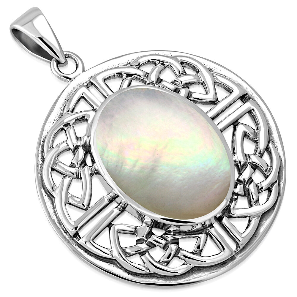 Celtic Stone Pendant - Quaternary Shield with Mother of Pearl