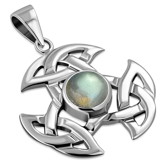 Celtic Stone Pendant - Triple Trinity with Round Labradorite