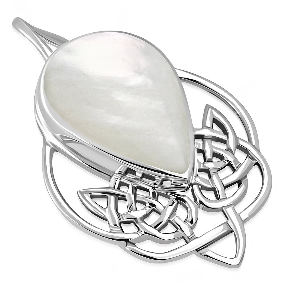 Celtic Stone Pendant - Contemporary Pictish Knot with Mother of Pearl