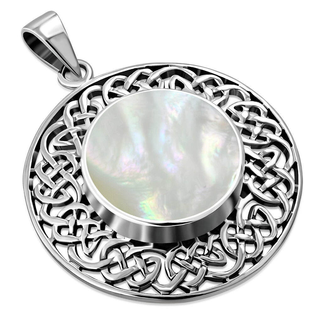 Celtic Stone Pendant-Wheel Of Life Border with Mother of Pearl
