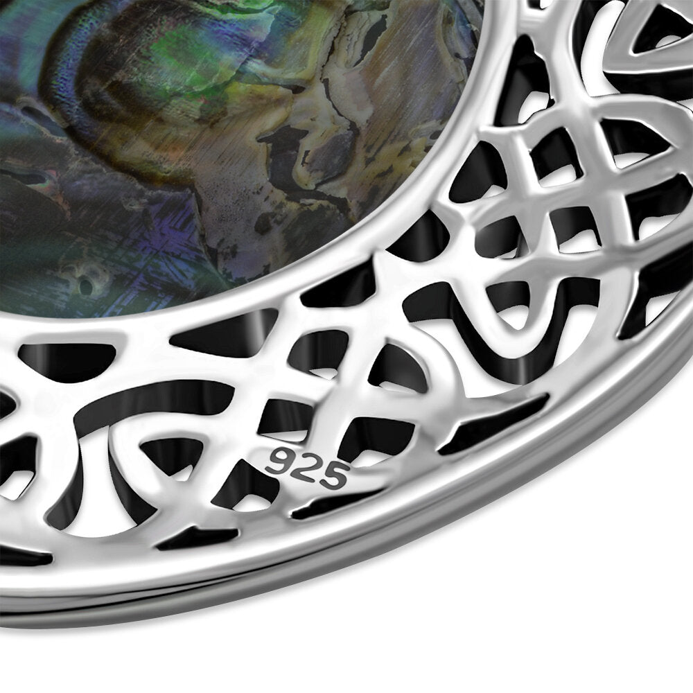 Celtic Stone Pendant- Wheel of Life Border with Abalone Shell