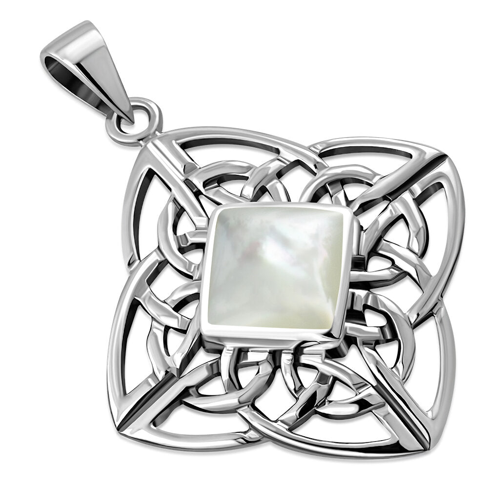Celtic Stone Pendant-Diamond Knot with Mother of Pearl