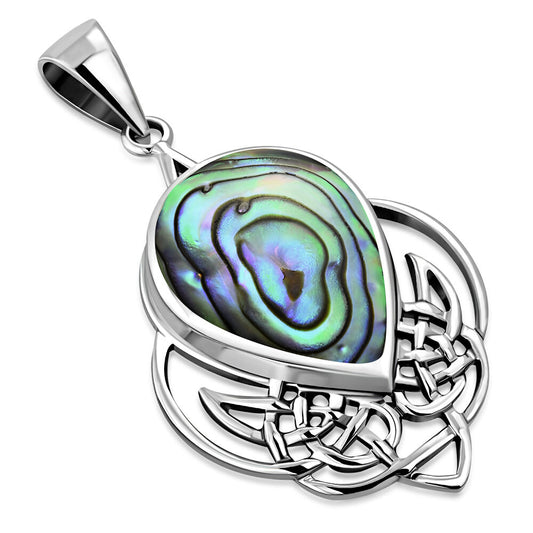 Celtic Stone pendant - Celtic Pictish Knot with Abalone Shell