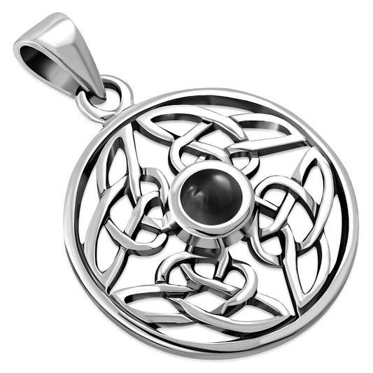 Celtic Stone Pendant- Celtic Shield knot with Black Onyx