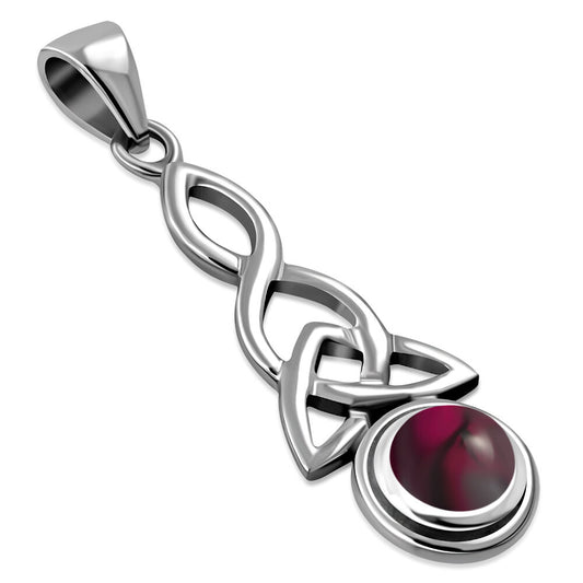 Celtic Stone Pendant- Looped Triquetra with Red Garnet