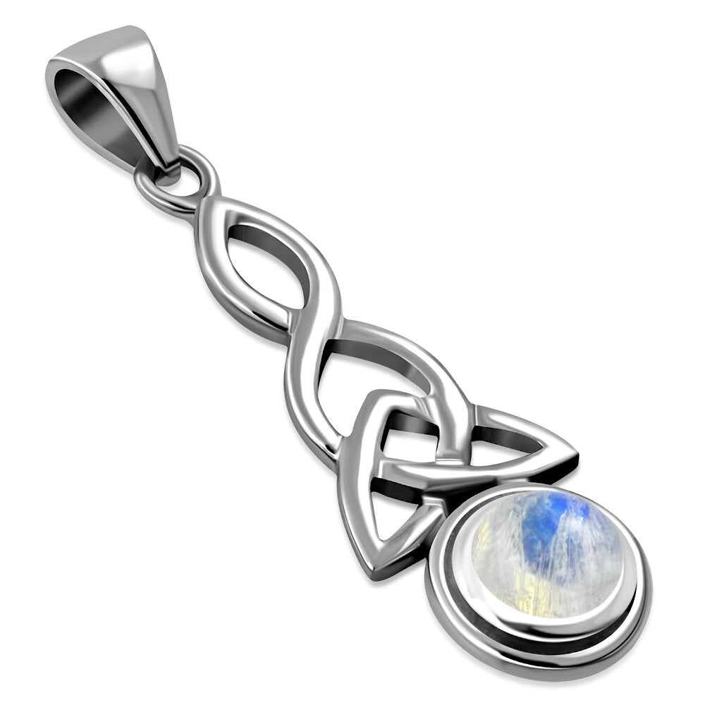 Celtic Stone Pendant- Looped Triquetra with Moonstone