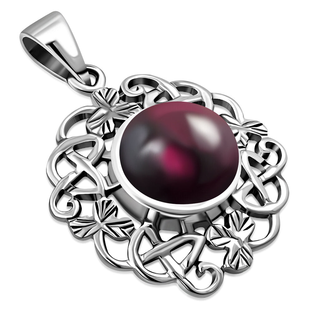 Celtic Stone Pendant - The Knot with Red Garnet