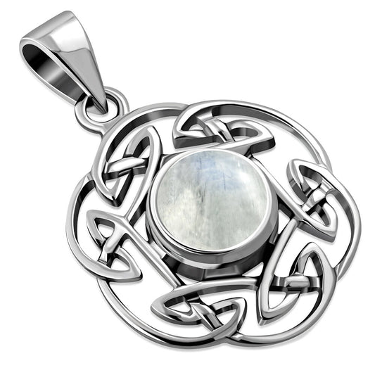 Celtic Stone Pendant - Pictish Knot Border with Moonstone
