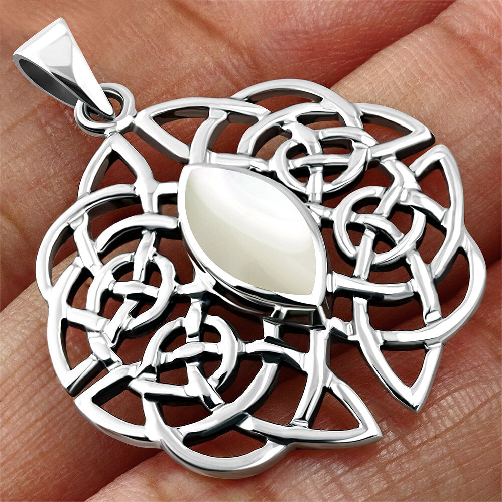 Celtic Stone Pendant - Dara Knot with Mother of Pearl