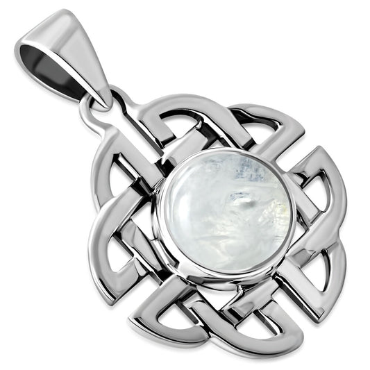 Celtic Stone Pendant - Quaternary Knot with Moonstone