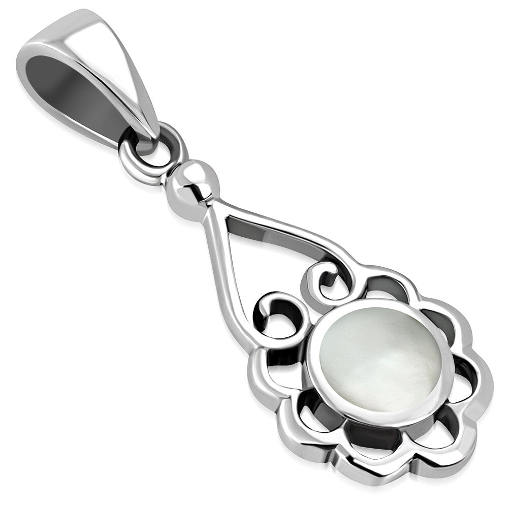Contemporary Stone Pendant - Simple Flower with Mother of Pearl