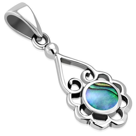 Contemporary Stone Pendant- Simple Flower with Abalone Shell