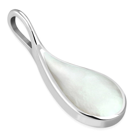 Contemporary Stone Pendant - Raindrop with Mother of Pearl