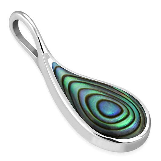 Contemporary Stone Pendant - Raindrop with Abalone Shell