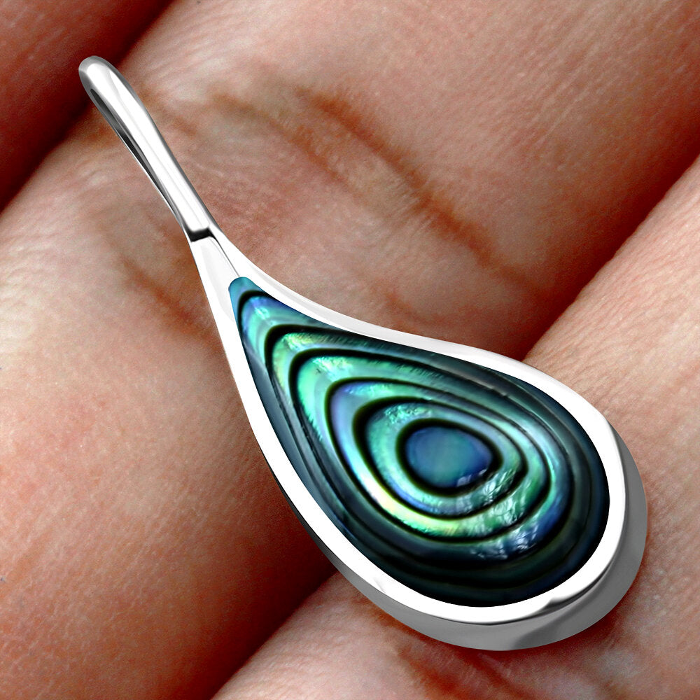 Contemporary Stone Pendant - Raindrop with Abalone Shell