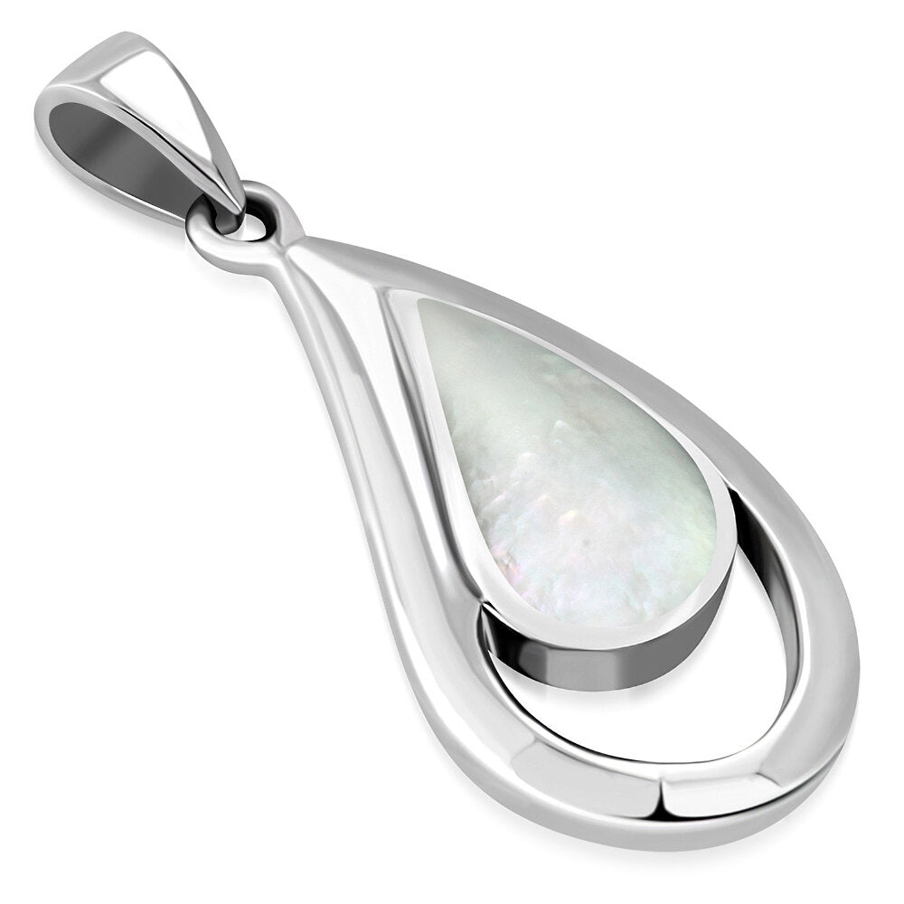 Contemporary Stone Pendant- Framed Drop with Mother of Pearl
