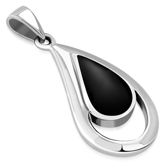 Contemporary Stone Pendant- Framed Drop with Black Onyx