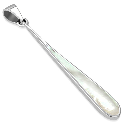 Contemporary Stone Pendant- Long Icicle Drop with Mother of Pearl